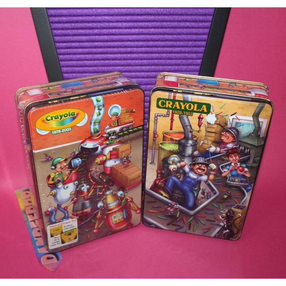 2 Crayola Vintage Tins With Retired Crayons And 64 Classic Nostalgia Box Sets - Picture 1 of 9